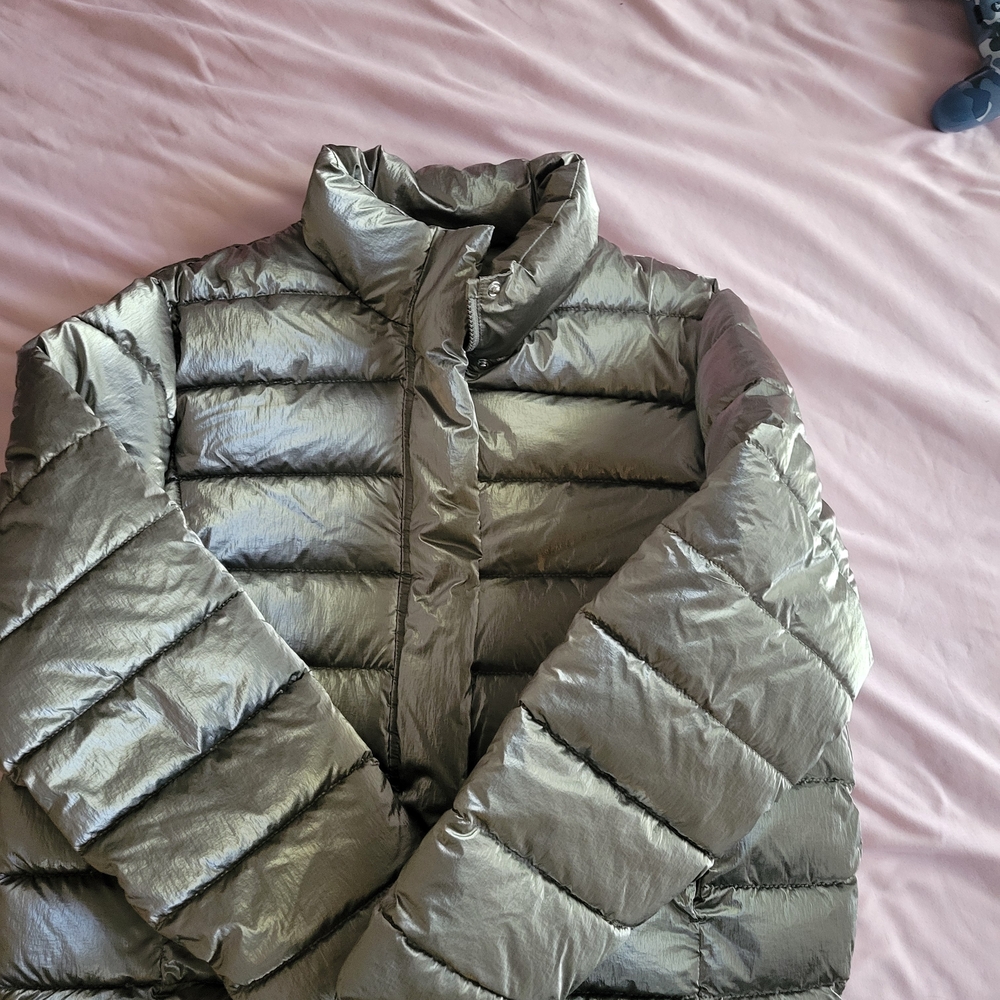 Kids Silver Puffer Jacket - Picture 2 of 3